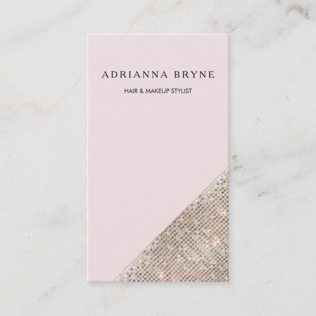 Carte De Visite Faux Sequin Blush Pink Fashion & Beauty Stylist (Devant)