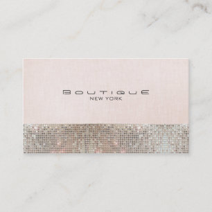 Carte De Visite Faux Sequins et Linen Cute Pink Chic Boutique