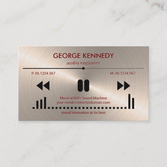 Carte De Visite Faux Silver Audio Display Emboss Lettres DJ (Devant)