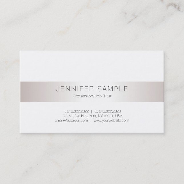 Carte De Visite Faux Silver Creative Sleek Plain tendance Luxe (Devant)