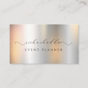 Carte De Visite Faux Silver Metallic Élégant Unique
