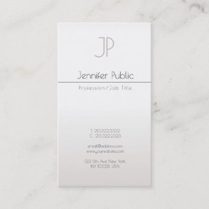 Carte De Visite Faux Silver Moderne et tendance Monogram Luxe