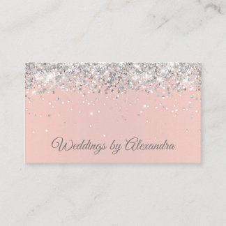 Carte De Visite Faux Sparkly Silver Parties scintillant Blush