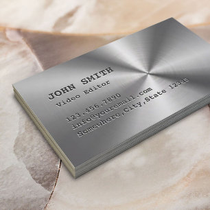 Carte De Visite Faux Stainless Steel Video Editor Business Card