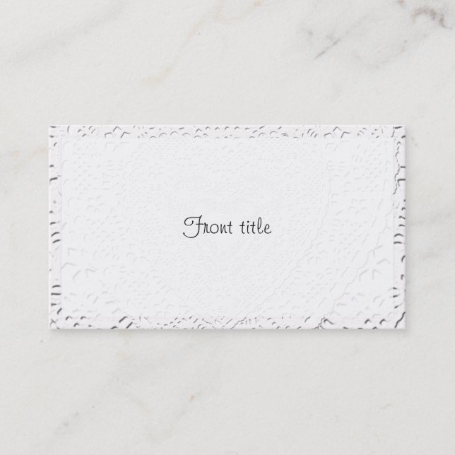 Carte De Visite Faux White Lace Fabric Arrière - plan (Devant)