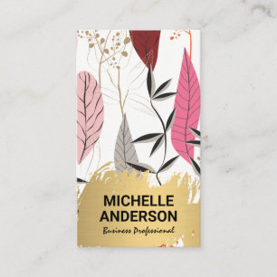 Carte De Visite Feather Modern Boho   Or brossé