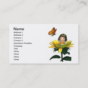 Carte De Visite Fée de tournesol de bébé avec le papillon