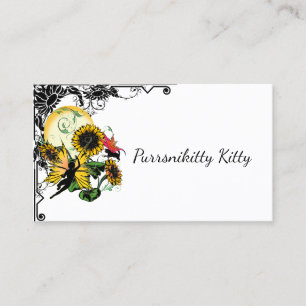 Carte De Visite Fée de tournesol et chat cosmique