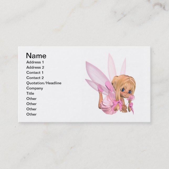 Carte De Visite Fée mignonne de ballerine de Toon dans le rose (Devant)