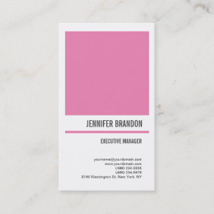 Carte De Visite Feminine Minimale Rose Blanc Moderne Professionnel