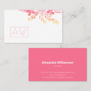 Carte De Visite Feminine Professional Rose Floral marque personnel