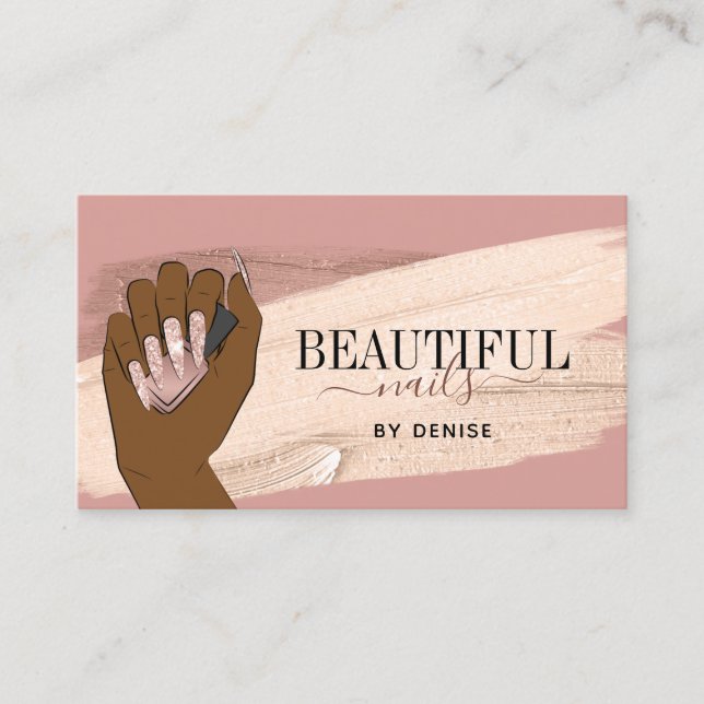 Carte De Visite femme afro-américaine main avec de beaux ongles b (Devant)