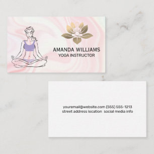 Carte De Visite Femme assise Yoga Pose   Logo Gold Lotus Yoga