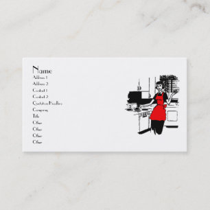 Carte De Visite Femme au foyer des années 50 avec l'aire rouge