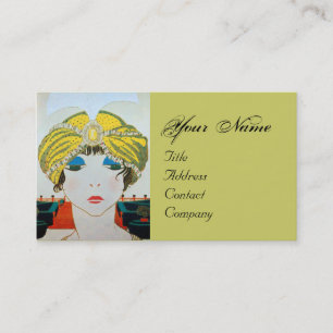 Carte De Visite FEMME AU TURBAN JAUNE ORIENTAL / Beauté Mode