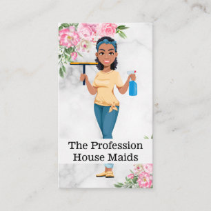 Carte De Visite Femme avec Squeegee et Spray Bottle