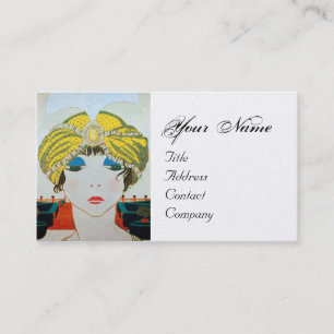 Carte De Visite FEMME AVEC TURBAN JAUNE ORIENTAL / Mode Beauté