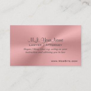 Carte De Visite Femme Avocat luxe chrome rose, slogan