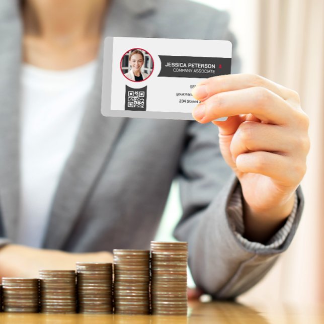Carte De Visite Femme d'affaires souriante | Entreprise | Code QR (Créateur téléchargé)
