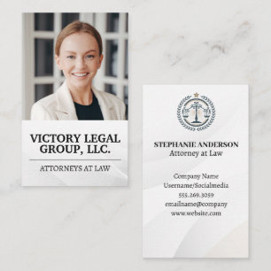 Carte De Visite Femme d'affaires souriante   Logo Justice