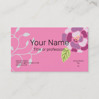 Carte De Visite Femme de fleurs roses professionnelles