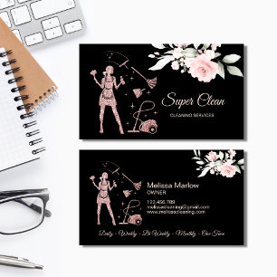Carte De Visite Femme de ménage Service de nettoyage de bureaux et