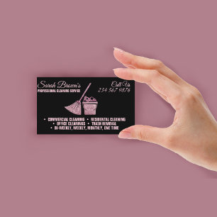 Carte De Visite Femme de ménage Service de nettoyage pink sparklin