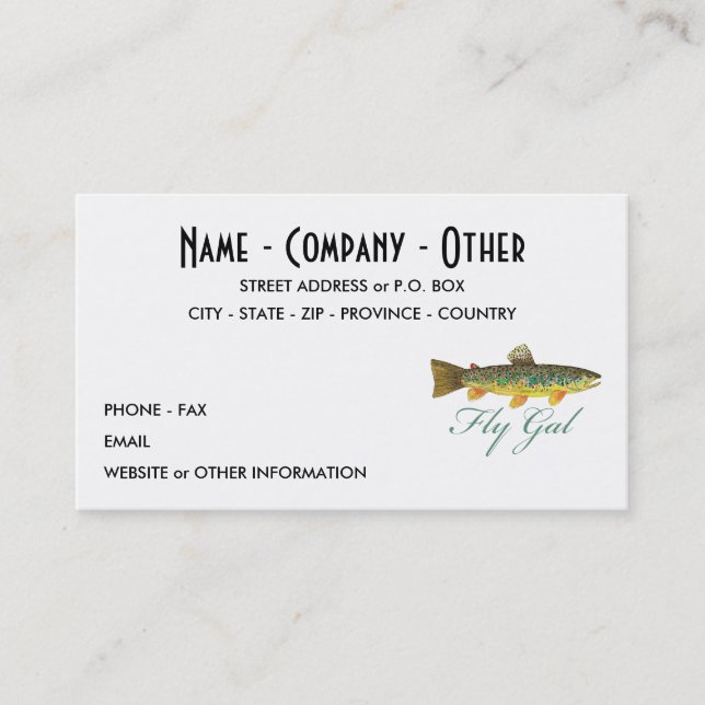 Carte De Visite Femme de pêche à la volée (Devant)