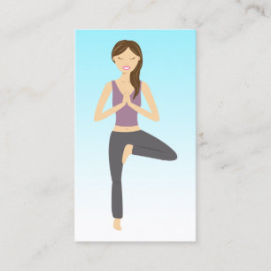 Carte De Visite Femme de yoga en posture d'arbre Professeur de yog