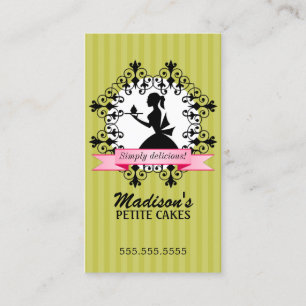 Carte De Visite Femme élégante de silhouette de petit gâteau