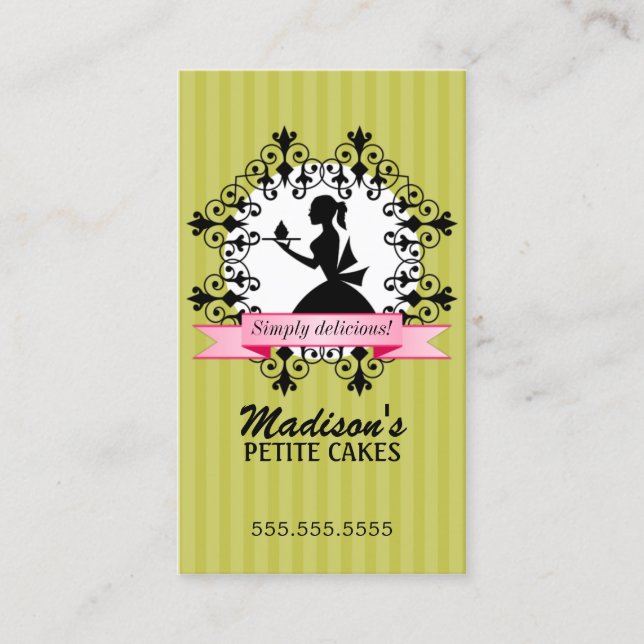 Carte De Visite Femme élégante de silhouette de petit gâteau (Devant)