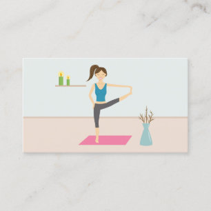 Carte De Visite Femme élégante pratiquant le yoga dans une pièce é