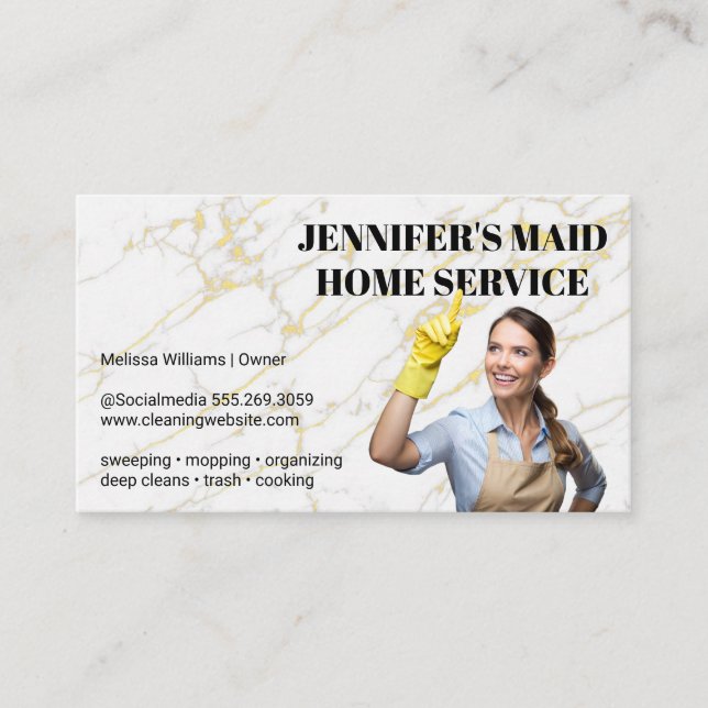 Carte De Visite Femme en nettoyage complet | Services domestiques (Devant)