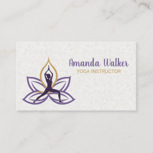 Carte De Visite Femme en Pose de Yoga   Fleur Lotus