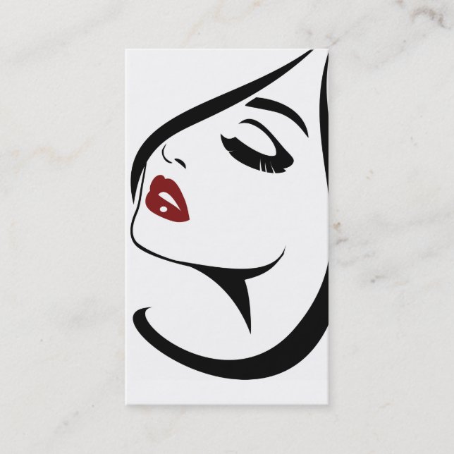 Carte De Visite Femme face rouge lèvres longues cils Icône maquill (Devant)