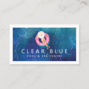 Carte De Visite Femme Flottante Bleu Eau Ondes Piscine & Spa