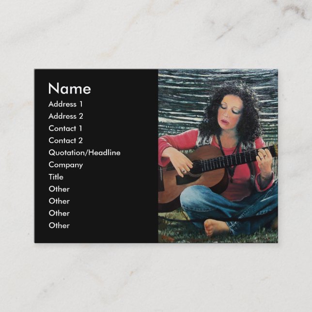Carte De Visite Femme Jouant De La Musique Avec Guitare Acoustique (Devant)