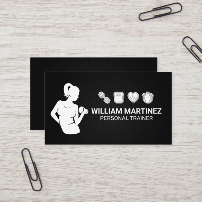 Carte De Visite Femme levant | Icônes de fitness (Devant/Arrière en situation)