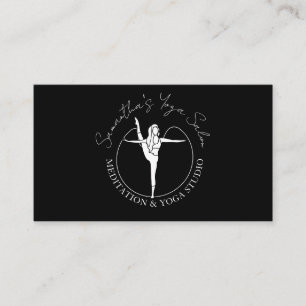 Carte De Visite Femme moderne noire sport gym yoga