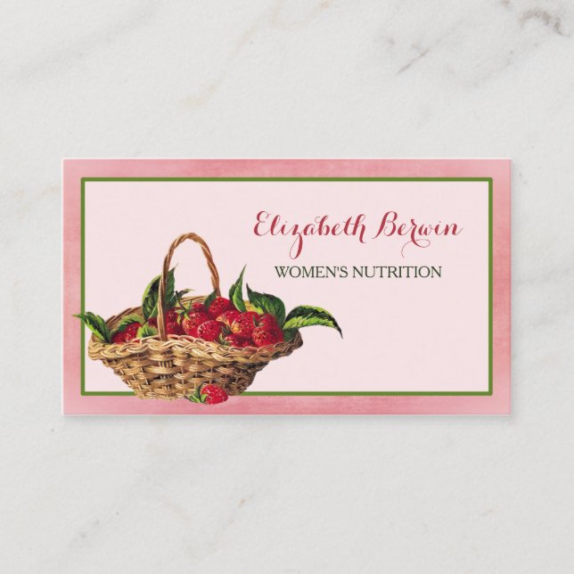 Carte De Visite Femme Nutrition Girls Pink Strawberries Code QR (Devant)
