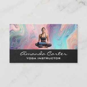 Carte De Visite Femme pratiquant le yoga avec mât
