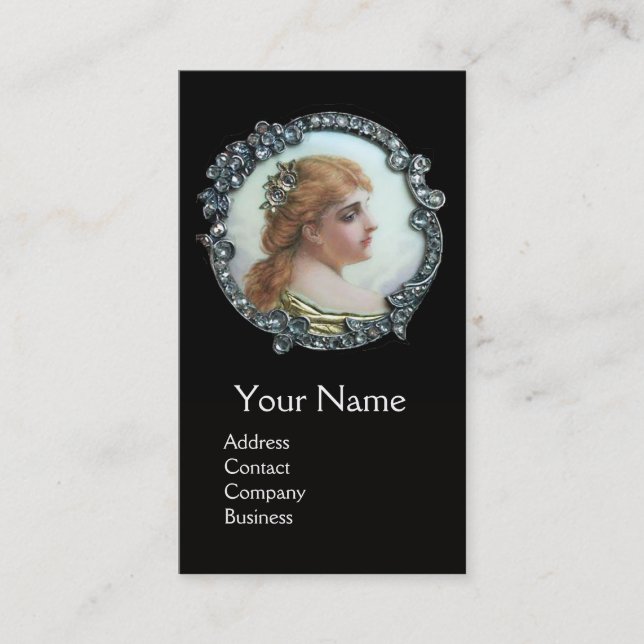 CARTE DE VISITE FEMME ROMANTIQUE AUX FLEURS DE DIAMONDES ENAMMÈNE  (Devant)
