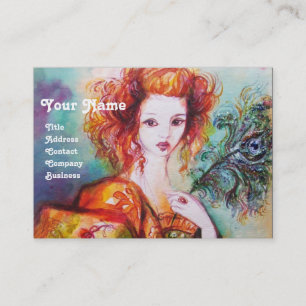 CARTE DE VISITE FEMME ROMANTIQUE AVEC PÂTE DE PEACOCK ÉCLANTE