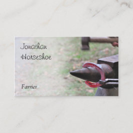 Carte De Visite Fer à cheval d'un rouge ardent sur une enclume