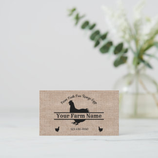 Carte De Visite Ferme Burlap Poulet Split Monogramme Oeuf