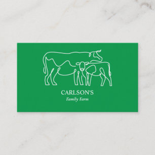 Carte De Visite Ferme de bovins de la famille verte et blanche mod