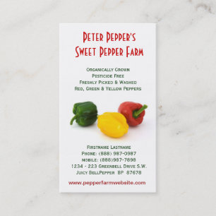 Carte De Visite Ferme de poivre - paprikas Jaunes et verts rouges