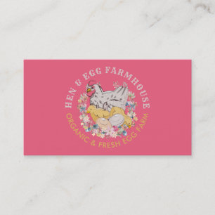 Carte De Visite Ferme de poule poule rose oeuf
