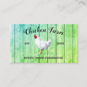 Carte De Visite Ferme de poulet en bois rustique vert