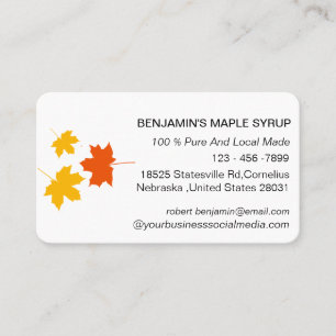 Carte De Visite Ferme de sirop d'érable à feuille d'érable élégant